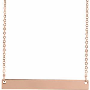 14K Rose Engravable Bar 16" Necklace