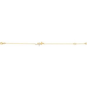 14K Yellow Gold 1/5 CTW Natural Diamond Double Sideways Cross 7-8" Bracelet