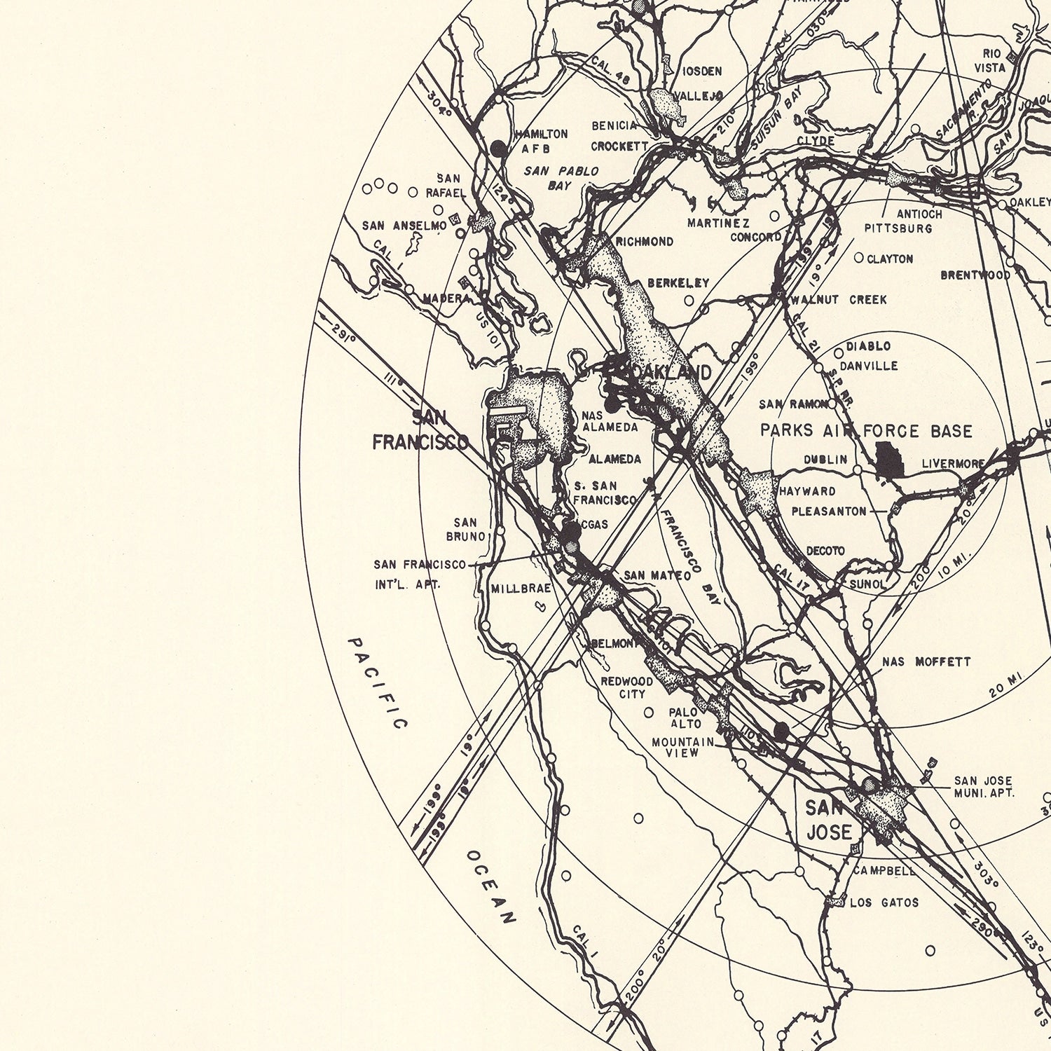 Vintage Map of the Parks Air Force Base Vicinity, 1951