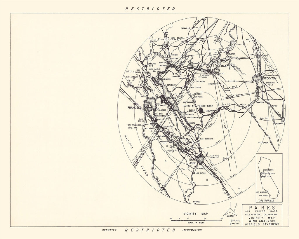 Vintage Map of the Parks Air Force Base Vicinity, 1951