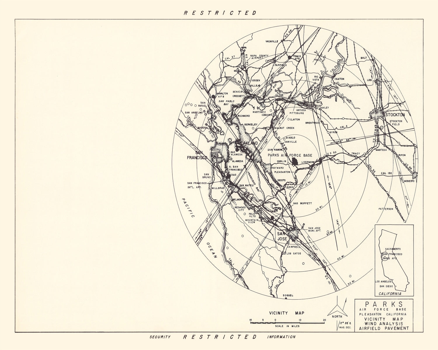 Vintage Map of the Parks Air Force Base Vicinity, 1951