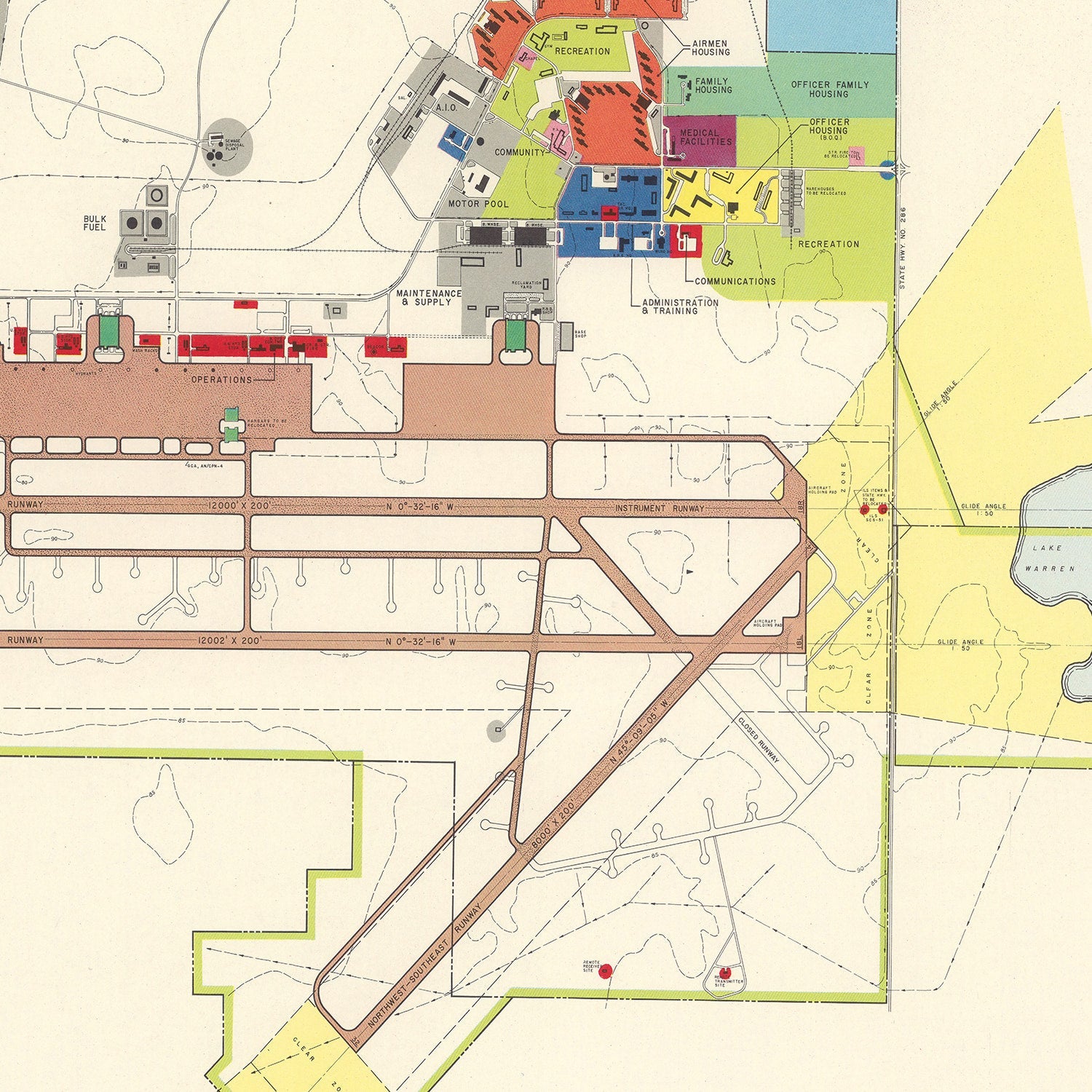 Vintage Map of Pinecastle Air Force Base, 1952