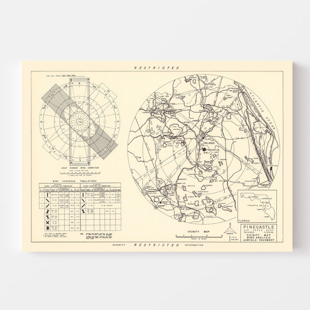 Vintage Map of the Pinecastle Air Force Base Vicinity, 1952