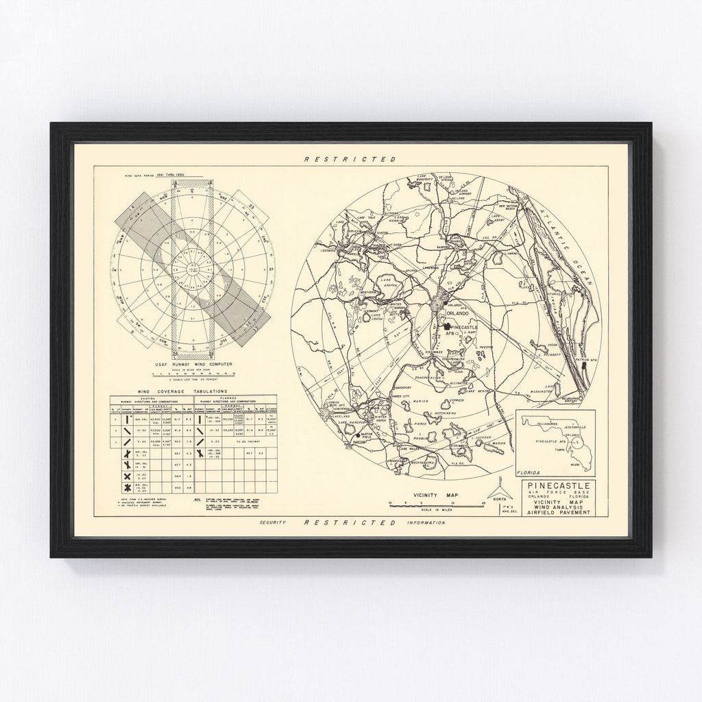 Vintage Map of the Pinecastle Air Force Base Vicinity, 1952