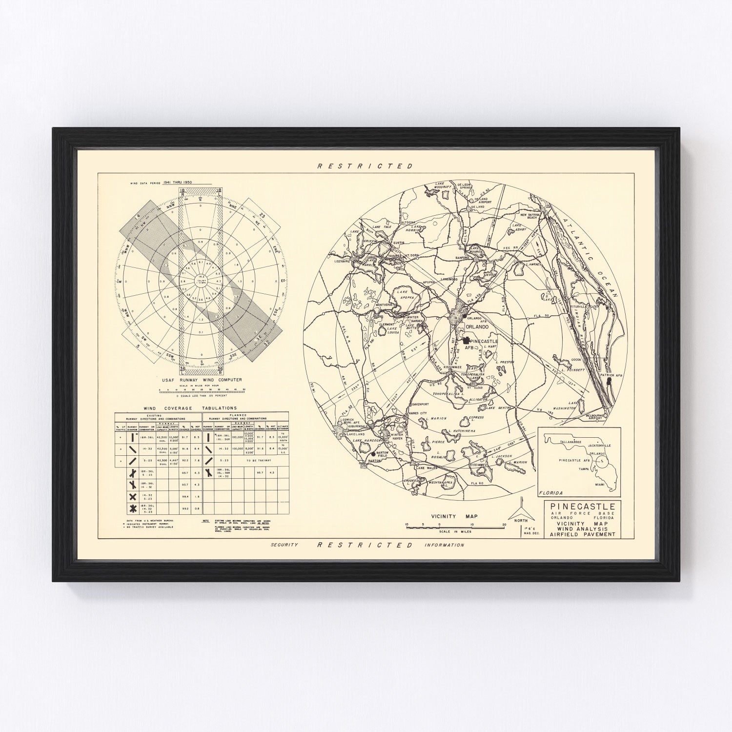 Vintage Map of the Pinecastle Air Force Base Vicinity, 1952