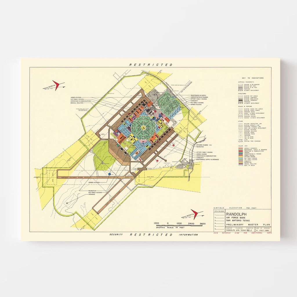 Vintage Map of Randolph Air Force Base, 1950