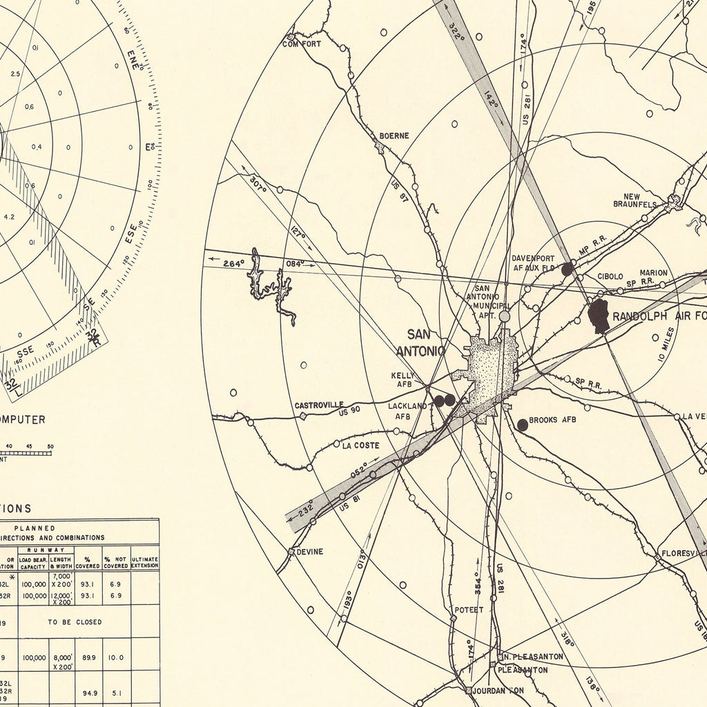 Vintage Map of the Randolph Air Force Base Vicinity, 1950
