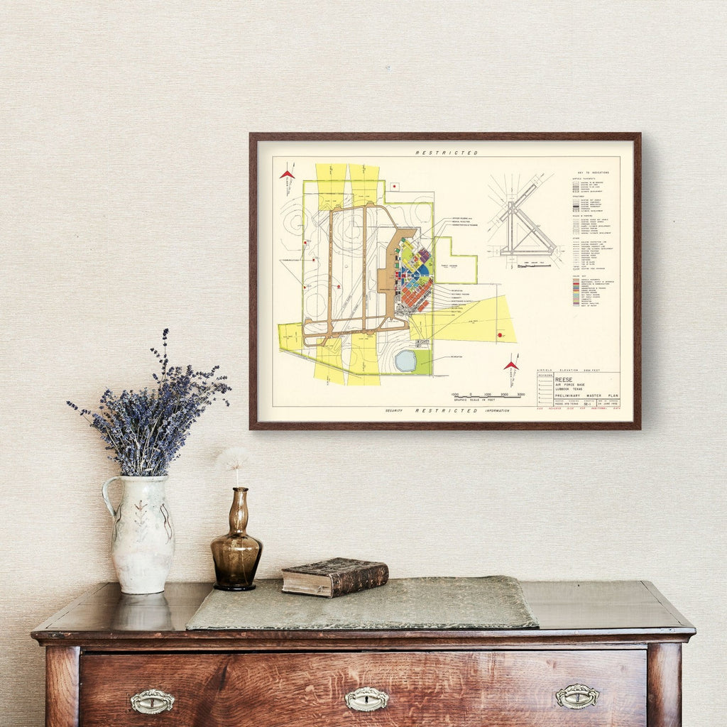 Vintage Map of Reese Air Force Base, 1952