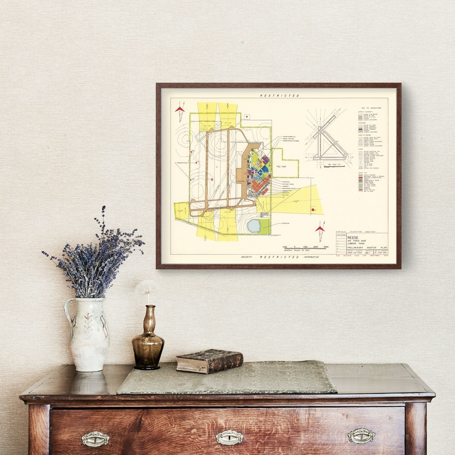 Vintage Map of Reese Air Force Base, 1952