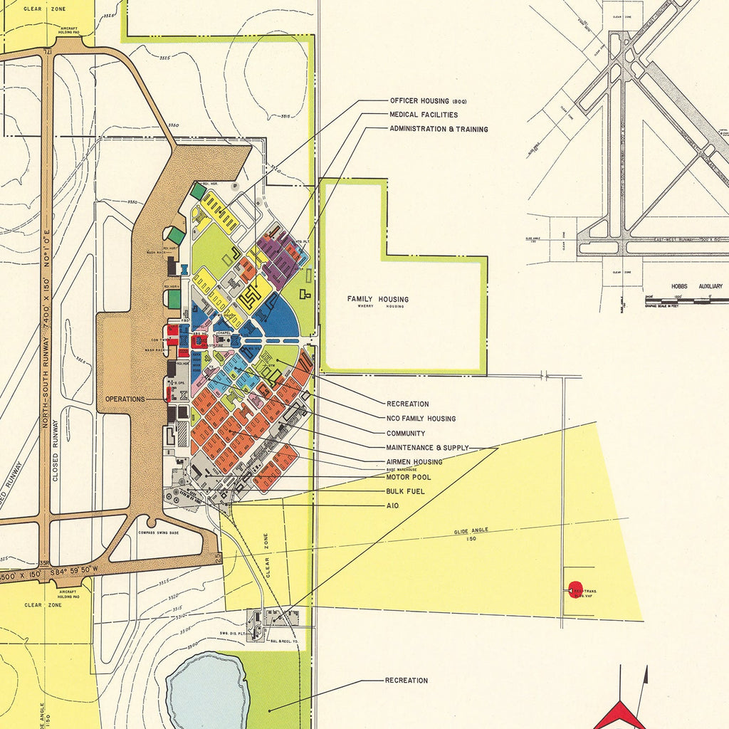 Vintage Map of Reese Air Force Base, 1952