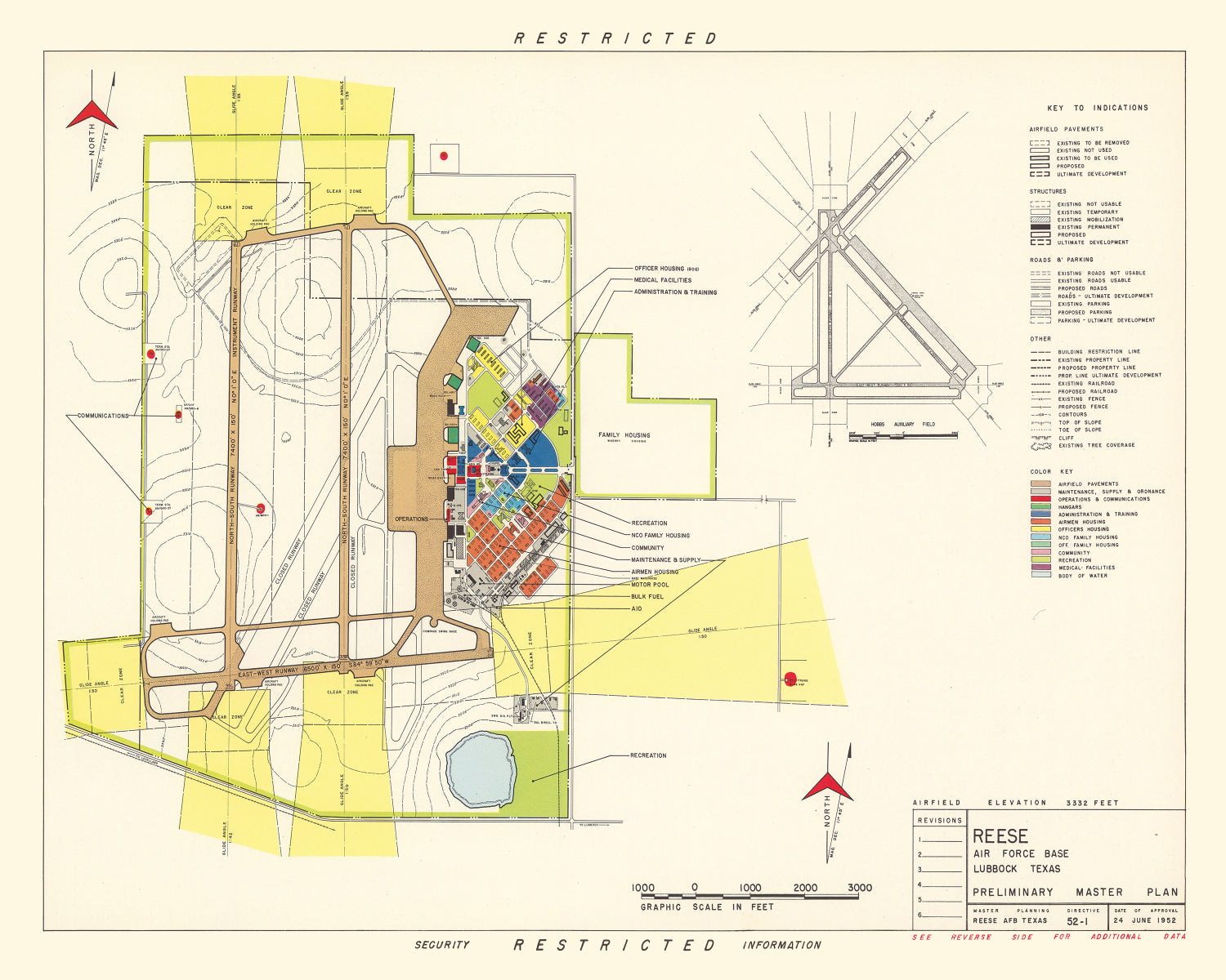 Vintage Map of Reese Air Force Base, 1952