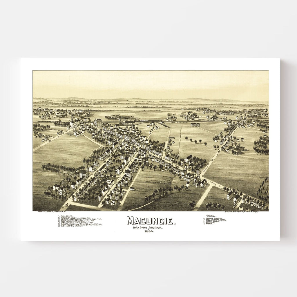 Vintage Map of Macungie, Pennsylvania 1893