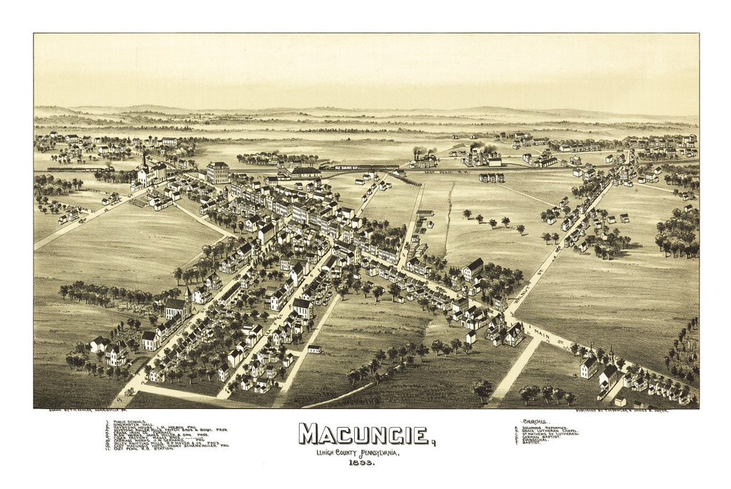 Vintage Map of Macungie, Pennsylvania 1893