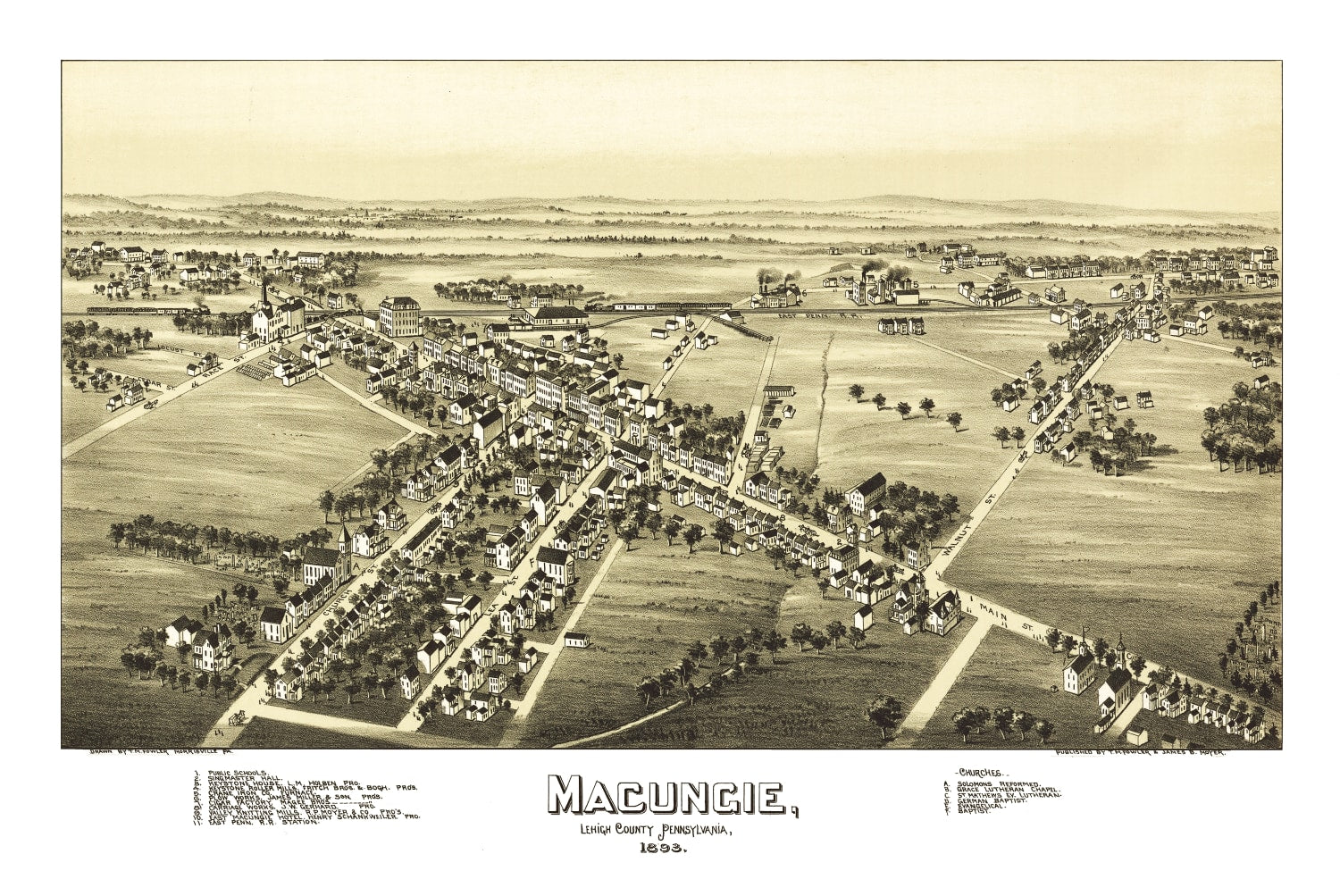Vintage Map of Macungie, Pennsylvania 1893