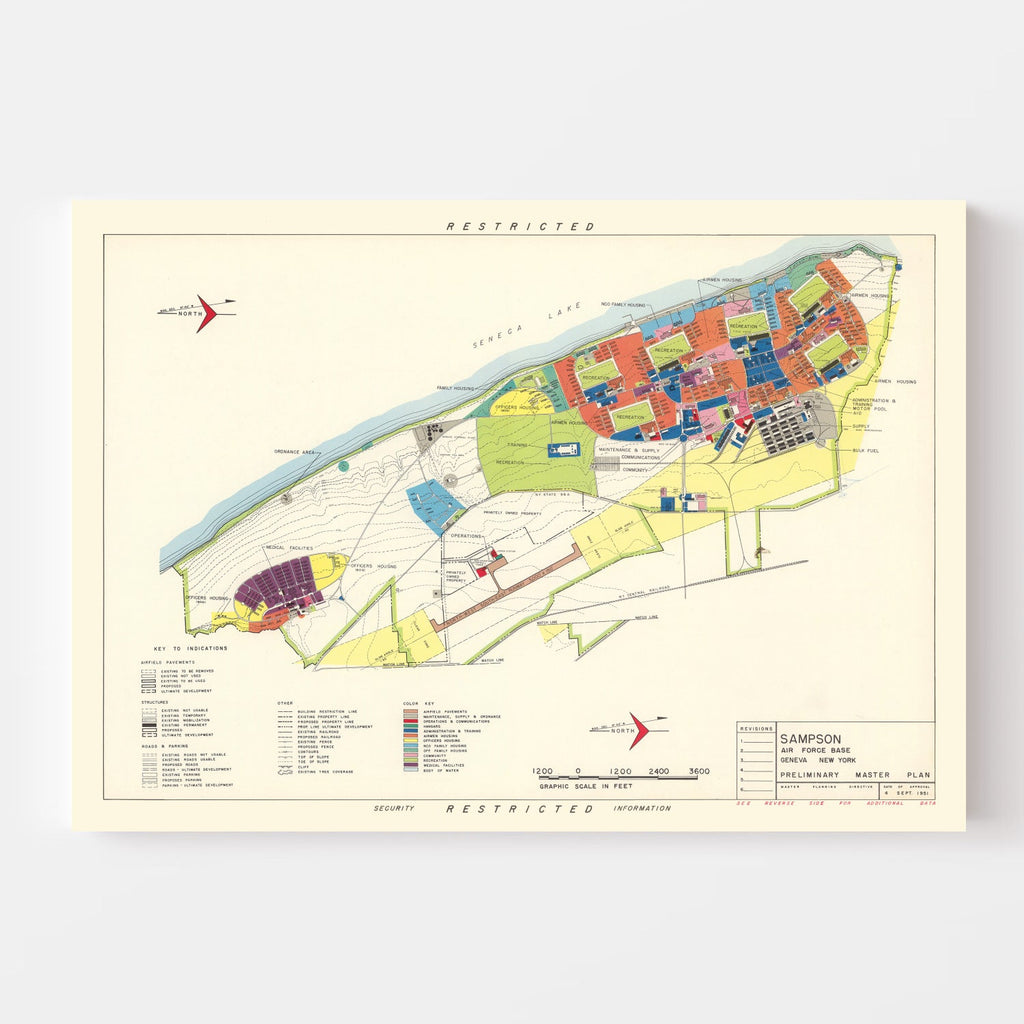 Vintage Map of Sampson Air Force Base, 1951