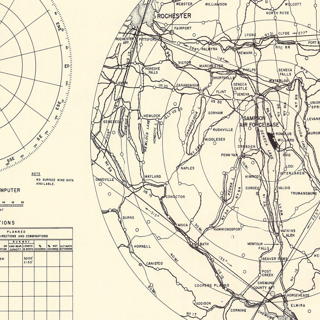 Vintage Map of the Sampson Air Force Base Vicinity, 1951