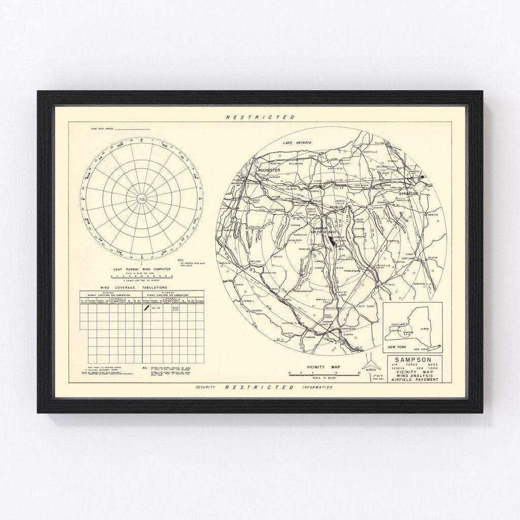 Vintage Map of the Sampson Air Force Base Vicinity, 1951