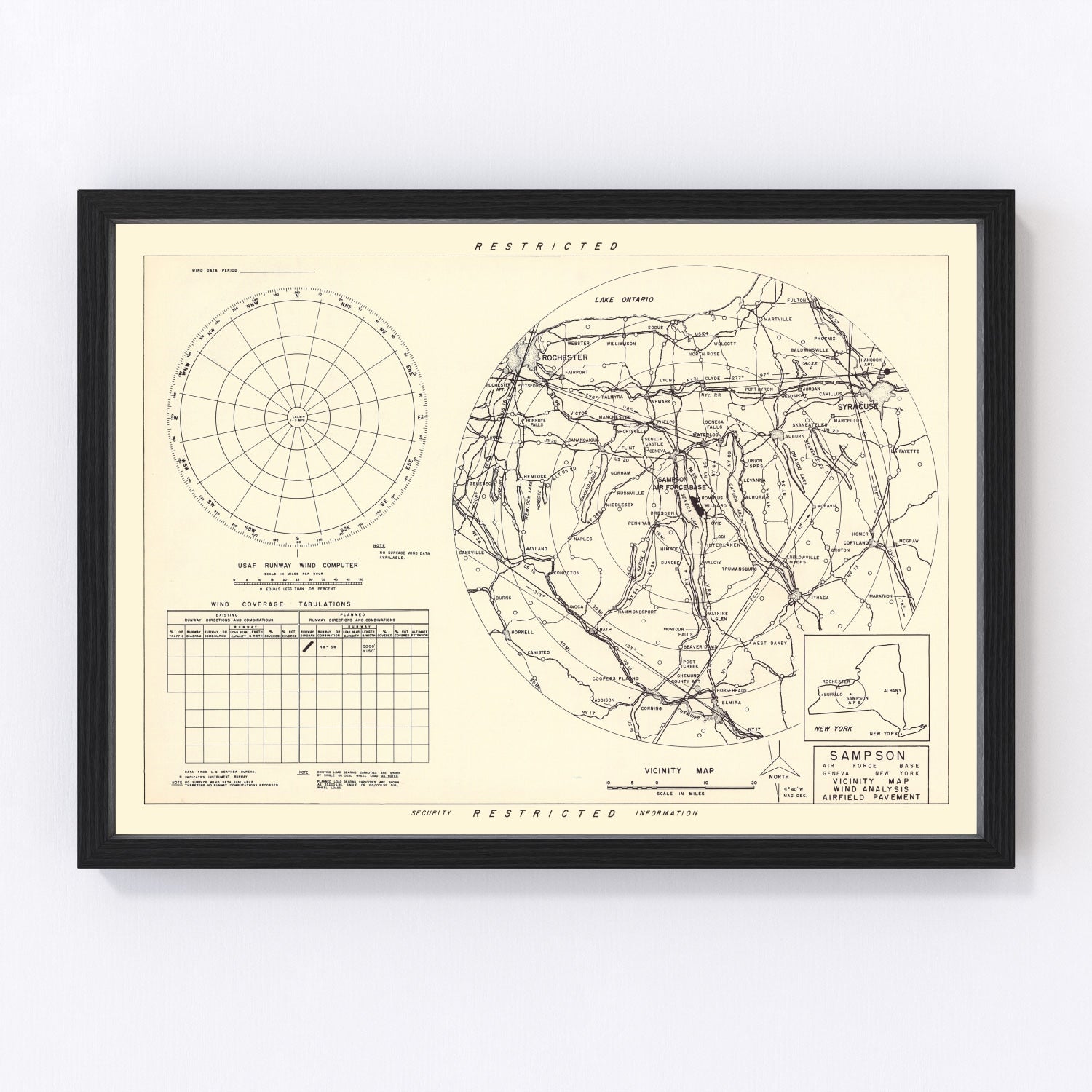 Vintage Map of the Sampson Air Force Base Vicinity, 1951