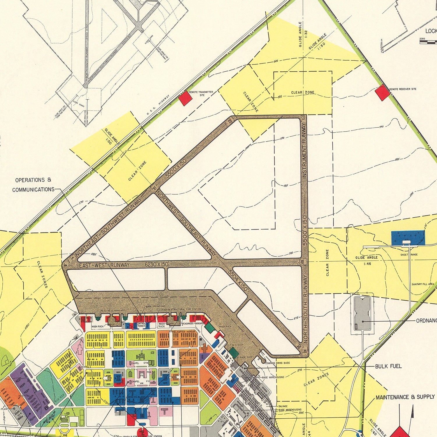 Vintage Map of San Marcos Air Force Base, 1951