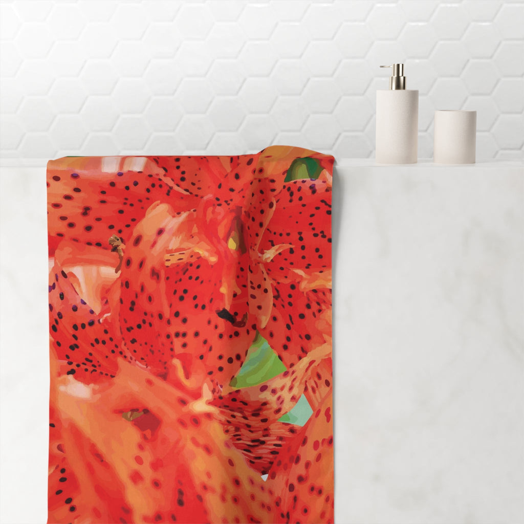 Orange Tiger Lily Mink Cotton Bath Towel