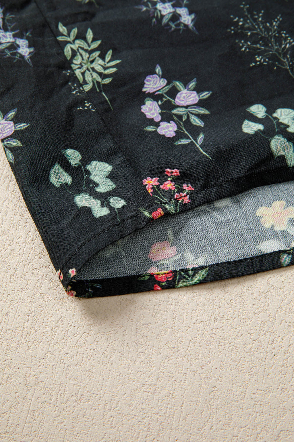 Floral Contrast Frill Trim Short Sleeve Shirt