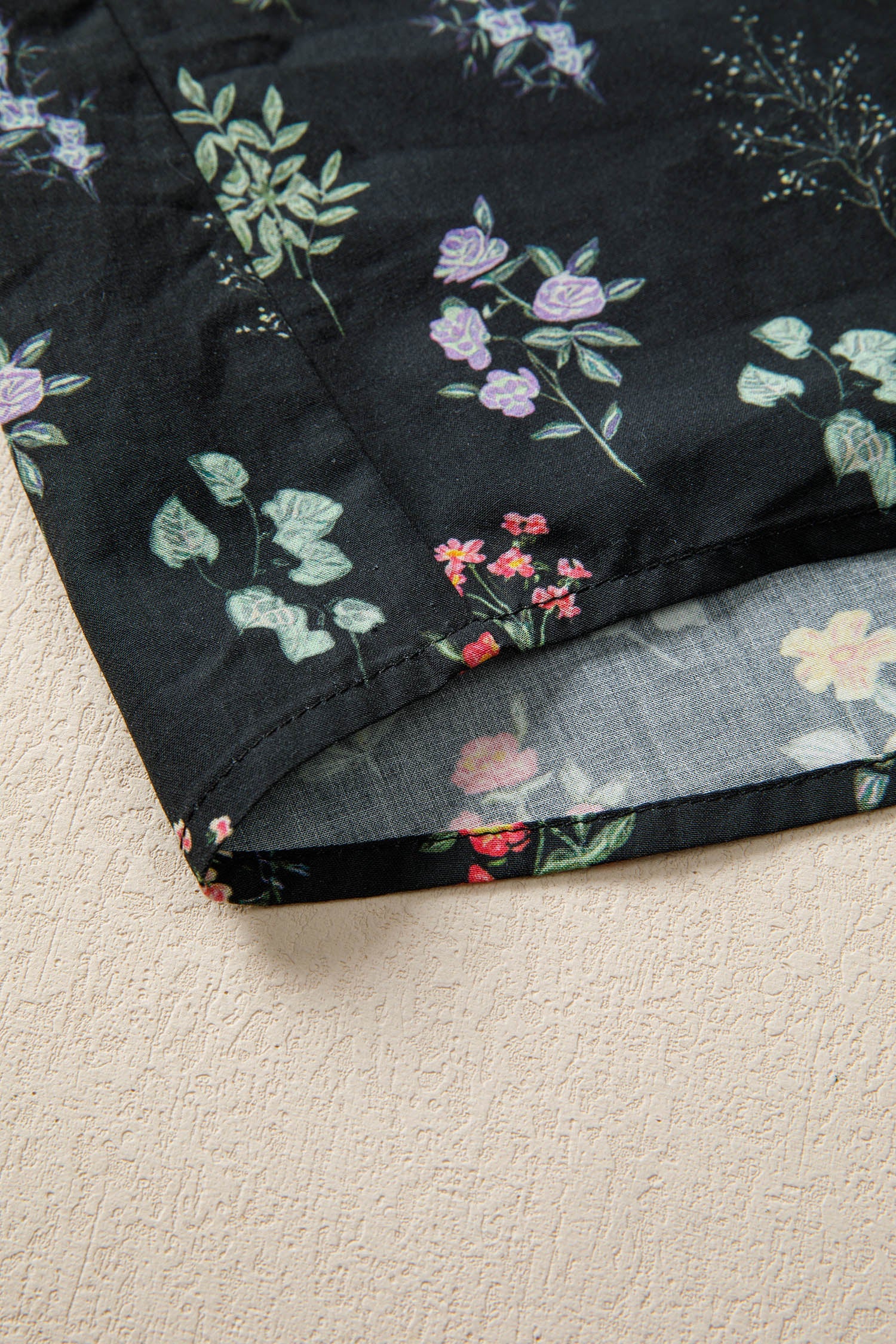 Floral Contrast Frill Trim Short Sleeve Shirt