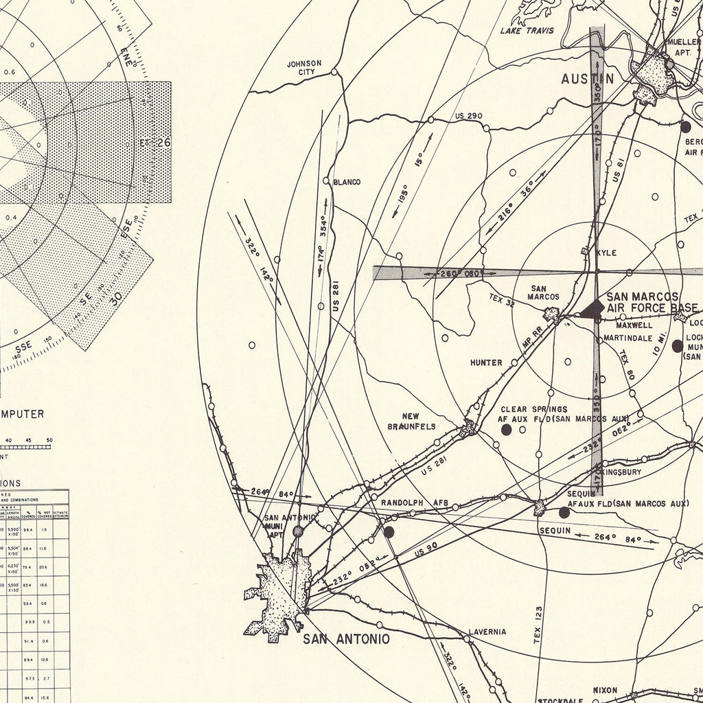 Vintage Map of the San Marcos Air Force Base Vicinity, 1951