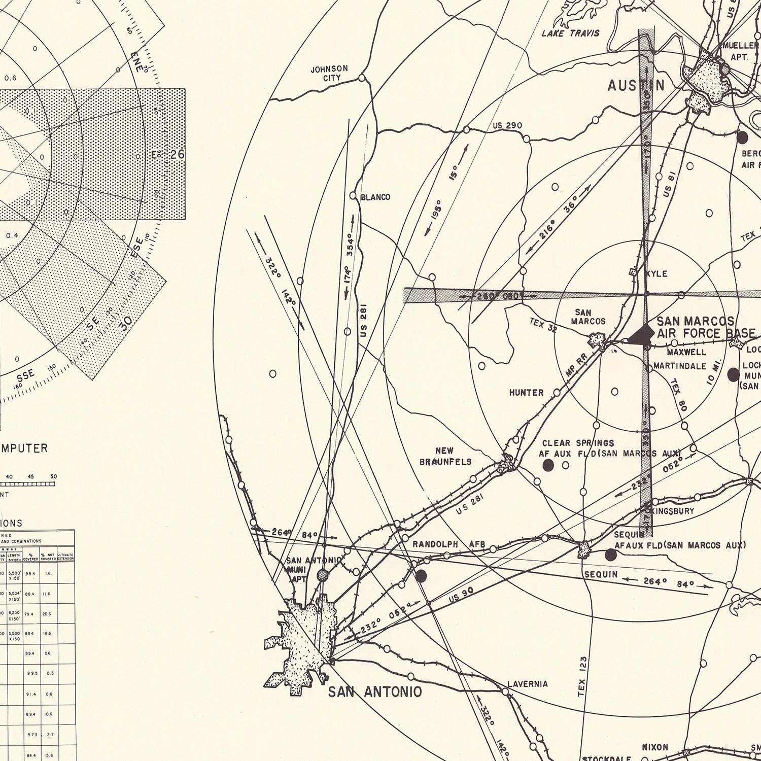 Vintage Map of the San Marcos Air Force Base Vicinity, 1951