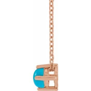 14K Rose Gold Natural Turquoise Cabochon 16-18" Necklace