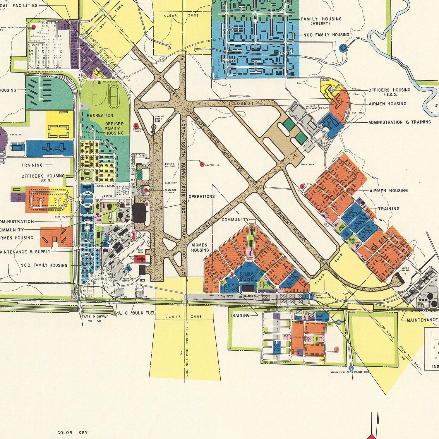 Vintage Map of Scott Air Force Base, 1952