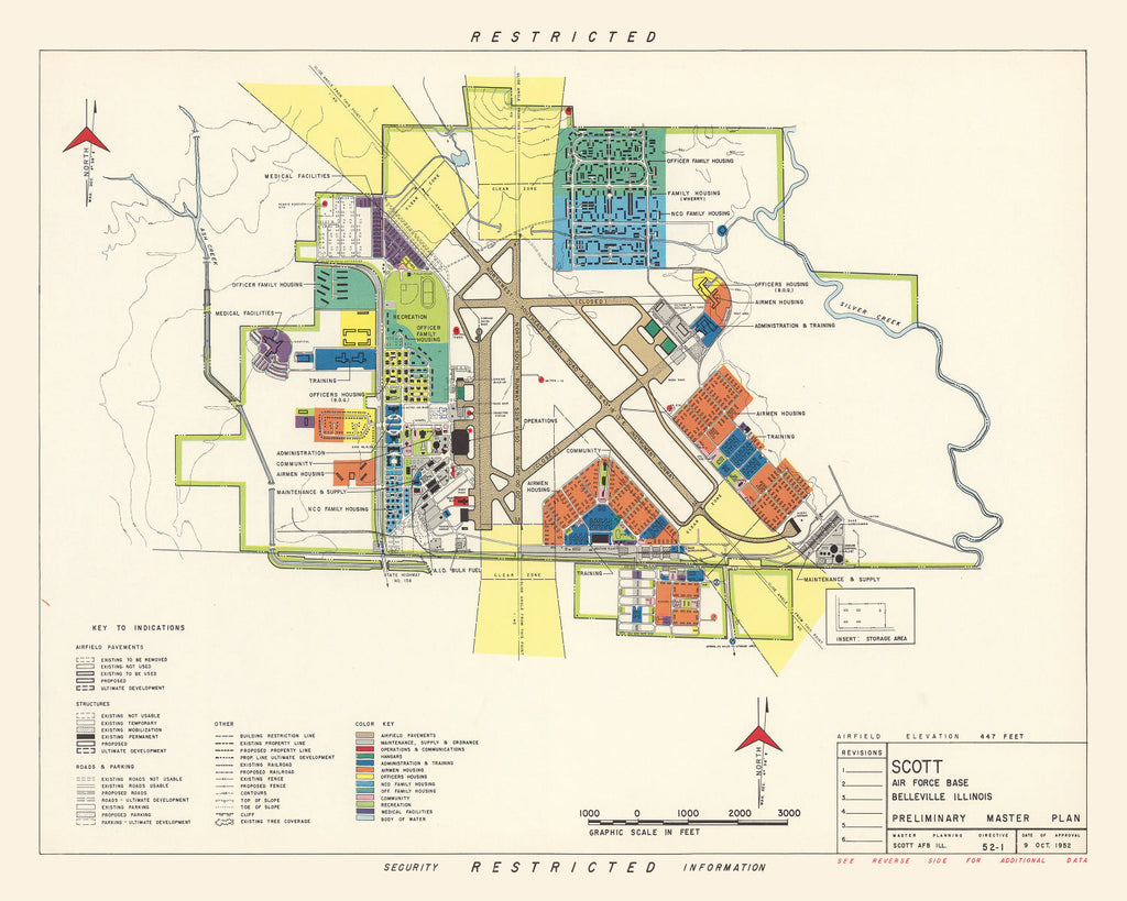 Vintage Map of Scott Air Force Base, 1952