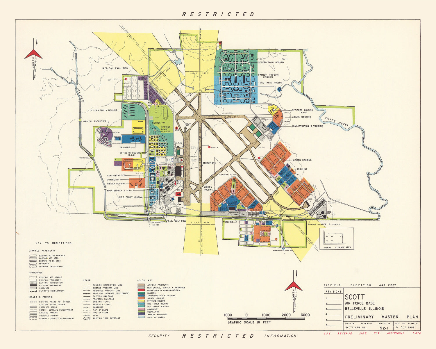 Vintage Map of Scott Air Force Base, 1952