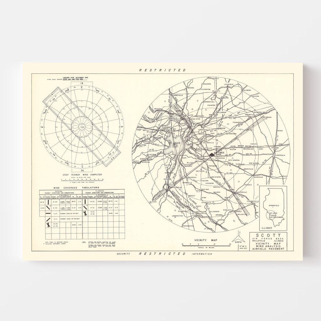 Vintage Map of the Scott Air Force Base Vicinity, 1952