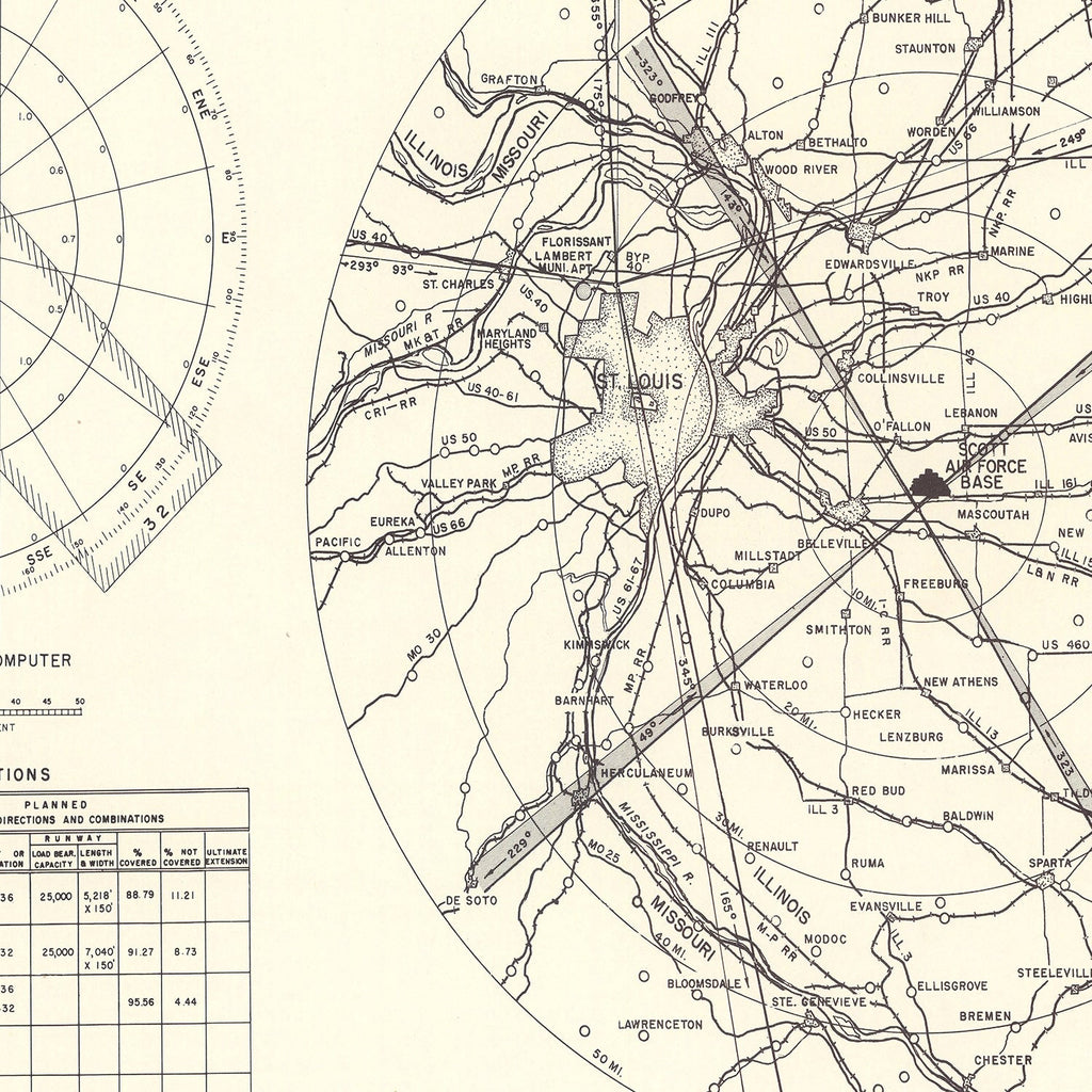 Vintage Map of the Scott Air Force Base Vicinity, 1952