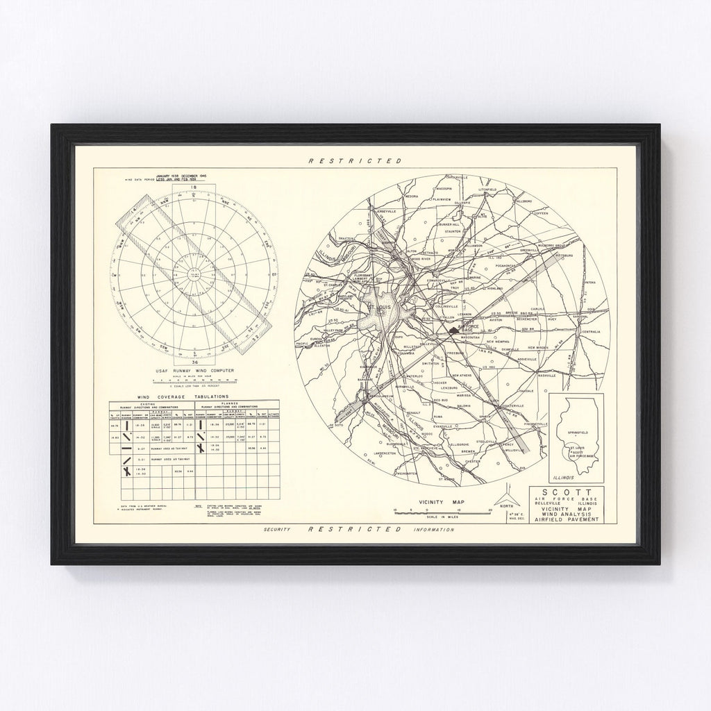 Vintage Map of the Scott Air Force Base Vicinity, 1952