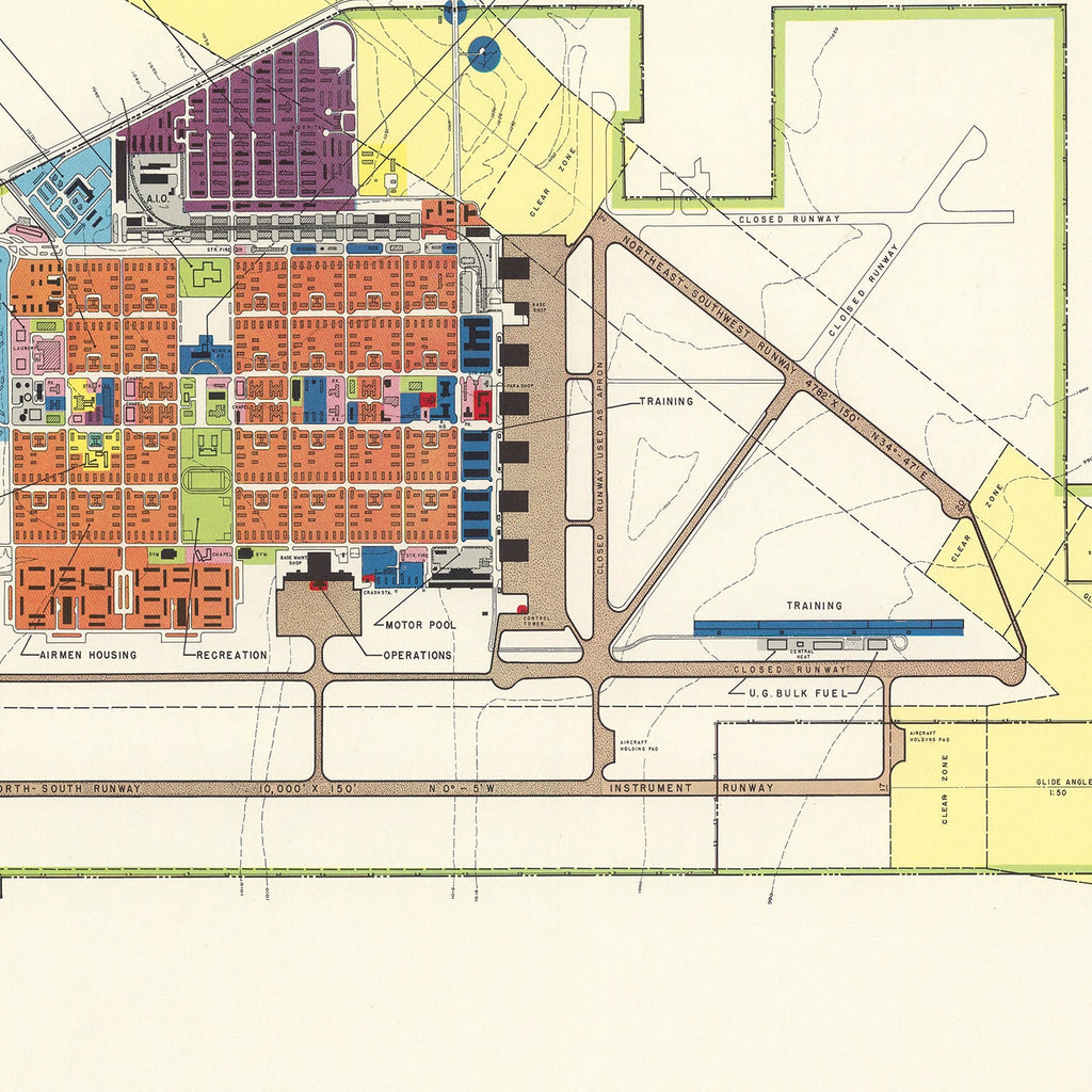 Vintage Map of Sheppard Air Force Base, 1952