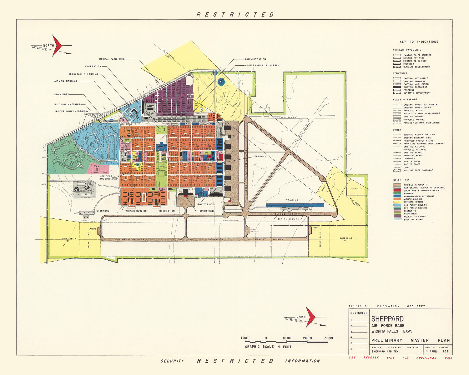 Vintage Map of Sheppard Air Force Base, 1952