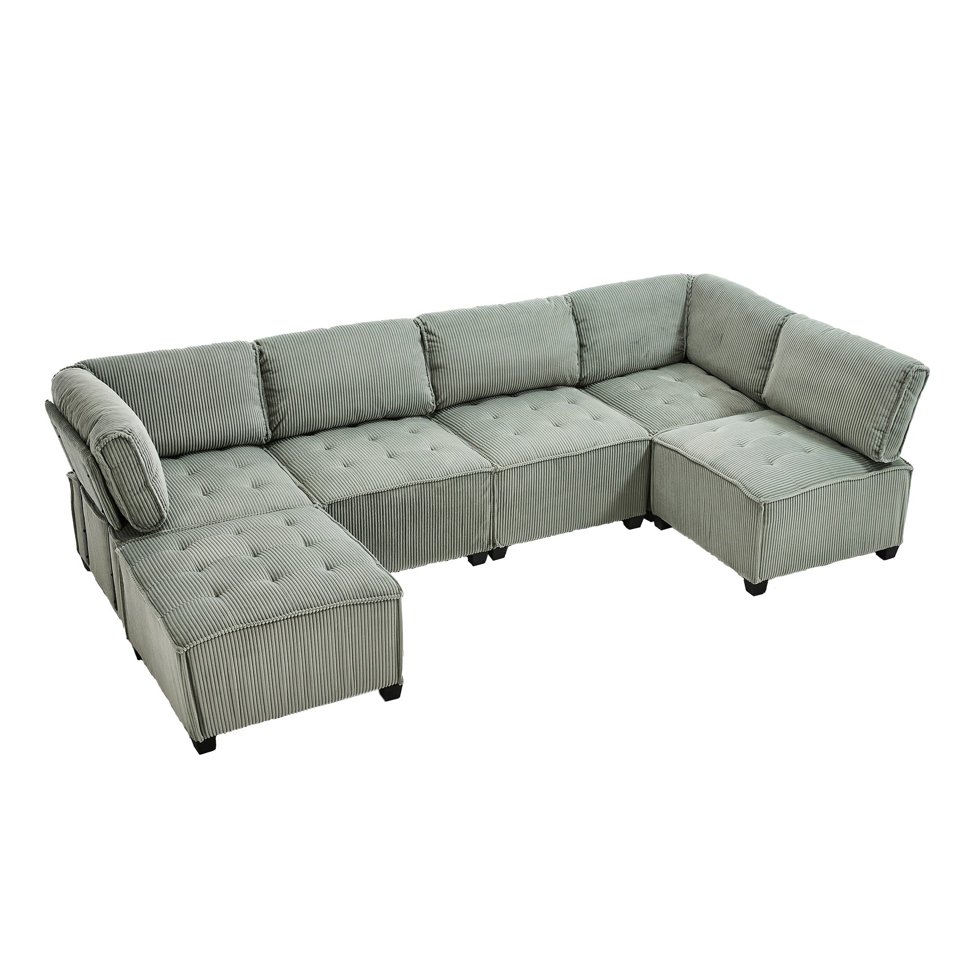 UNITED WE WIN Modular Sectional Sofa U Shaped Modular Couch with Reversible Chaise Modular Sofa Sectional Couch,6- Seat Convertible Sofa,Fit for Living Room