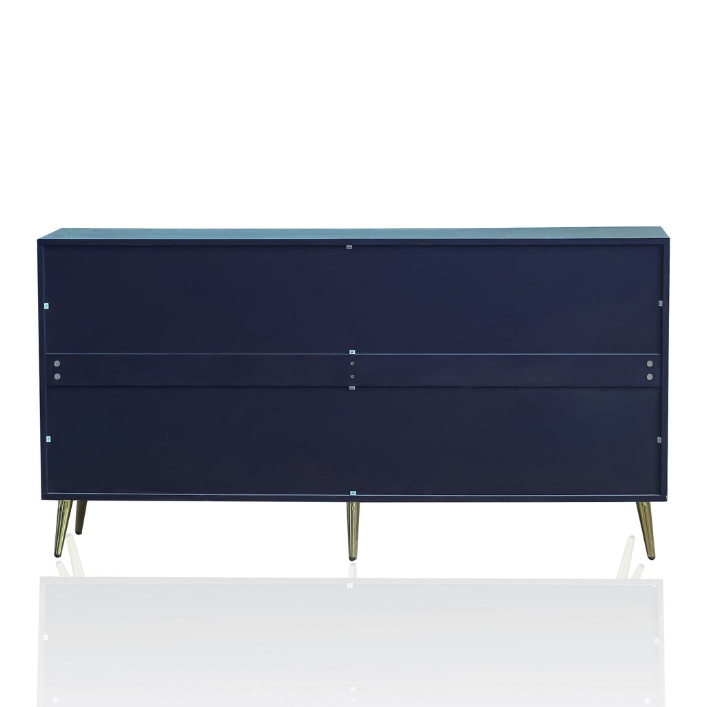 Modern Lacquered 4 Door Wooden Cabinet Sideboard Buffet Server Cabinet Storage Cabinet, for Living Room, Entryway, Hallway, Office, Kitchen and Dining Room, Navy Blue