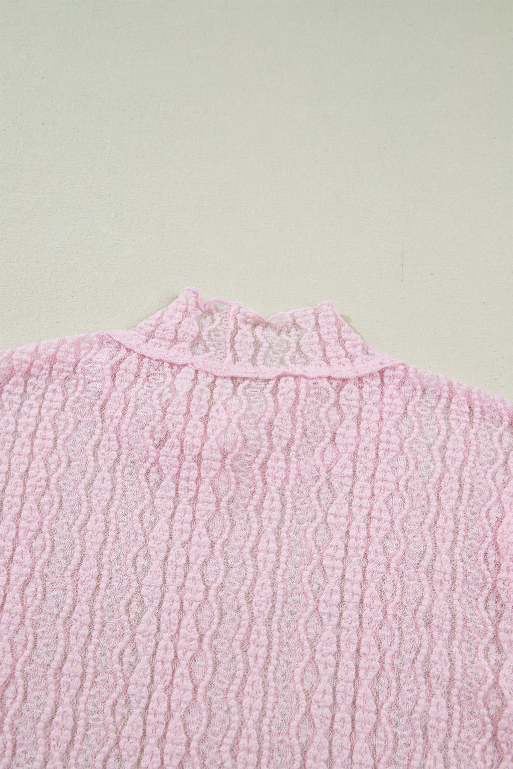 Lace Mock Neck Flounce Long Sleeve Top