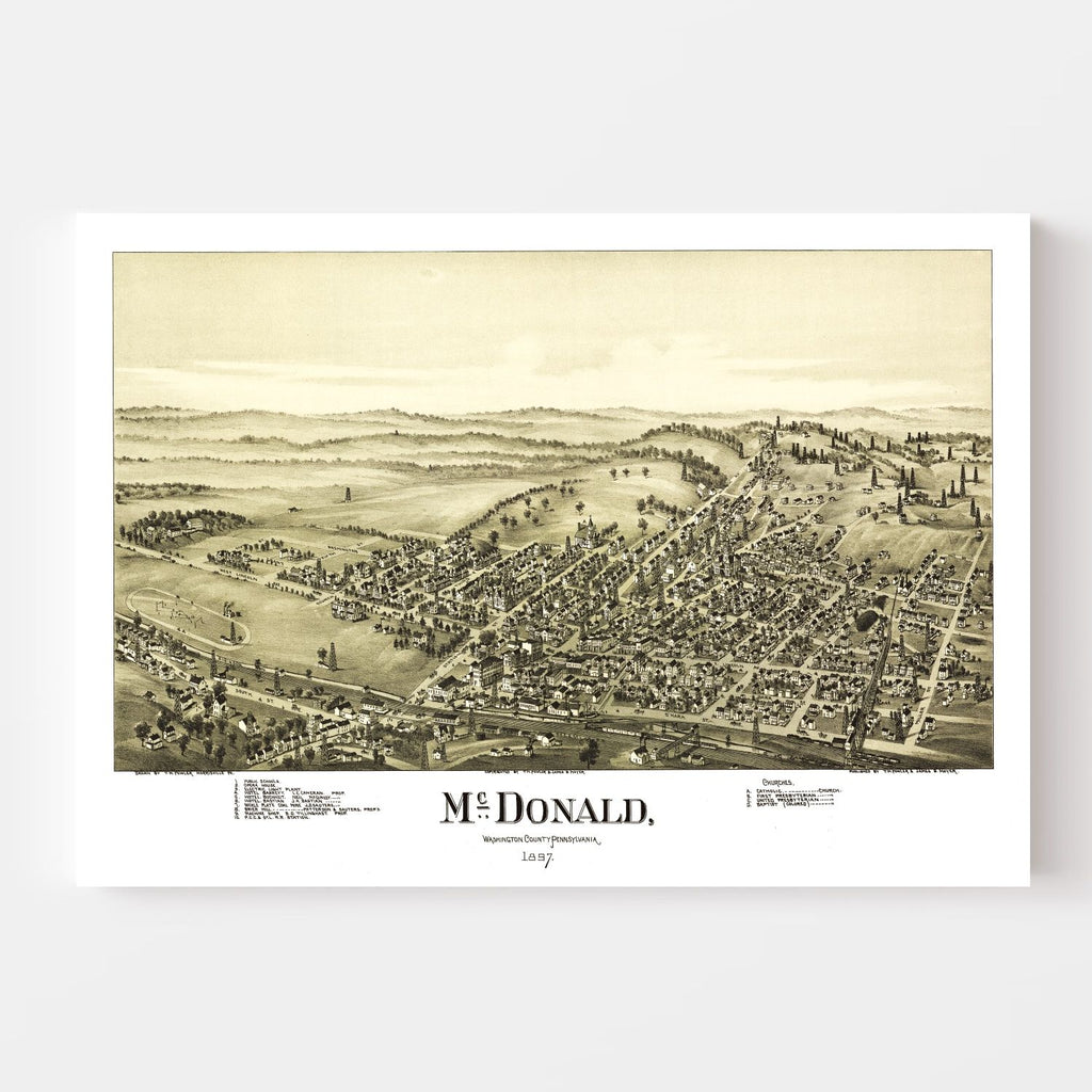 Vintage Map of McDonald, Pennsylvania 1897