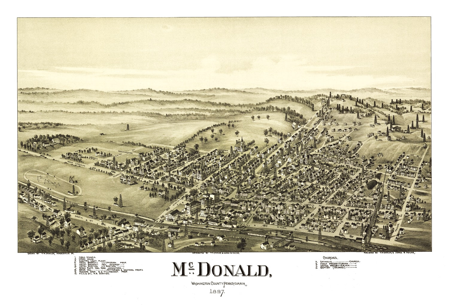 Vintage Map of McDonald, Pennsylvania 1897