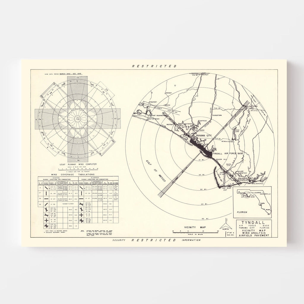Vintage Map of the Tyndall Air Force Base Vicinity, 1952