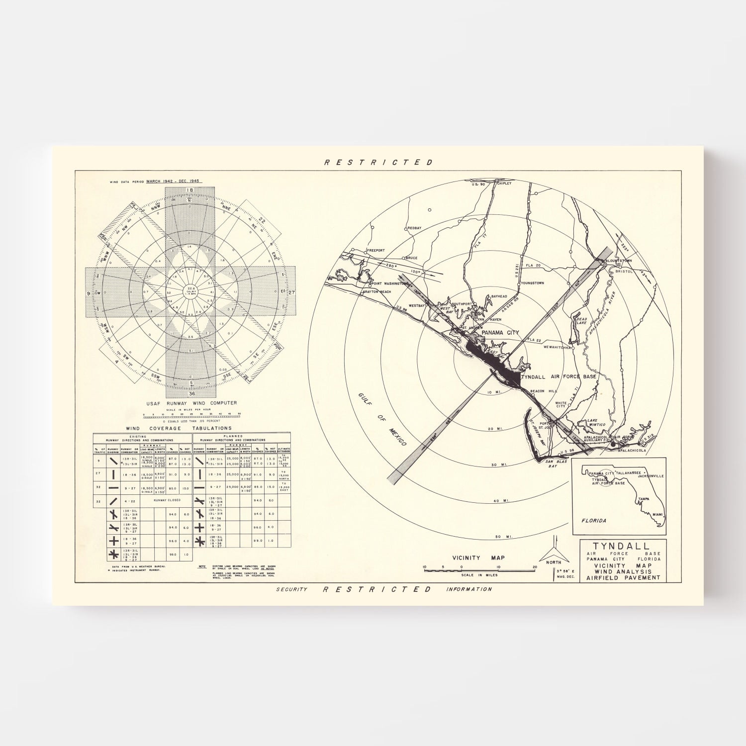 Vintage Map of the Tyndall Air Force Base Vicinity, 1952