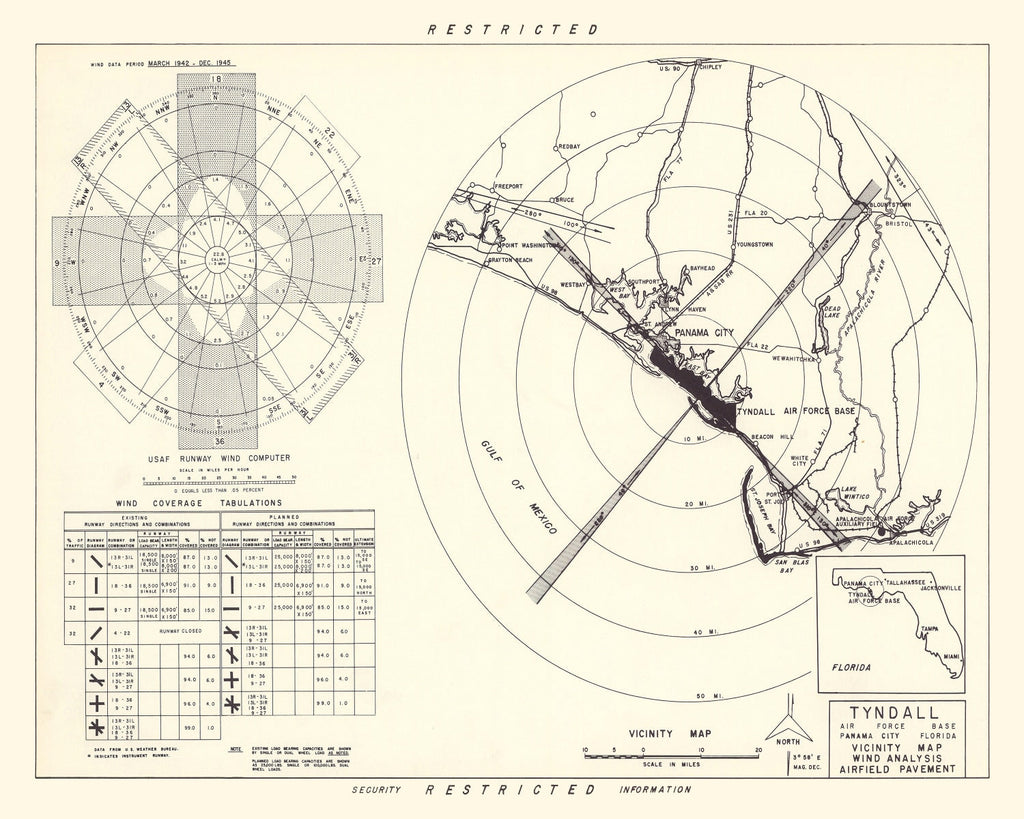 Vintage Map of the Tyndall Air Force Base Vicinity, 1952