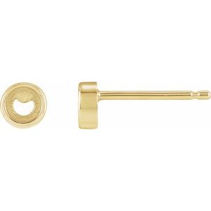 14K Yellow Gold 3.5 mm Round Solitaire Bezel-Set Earring Mounting