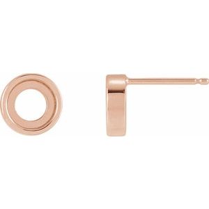 14K Rose Gold 4 mm Round Solitaire Bezel-Set Earring Mounting