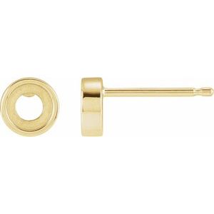 14K Yellow Gold 4 mm Round Solitaire Bezel-Set Earring Mounting