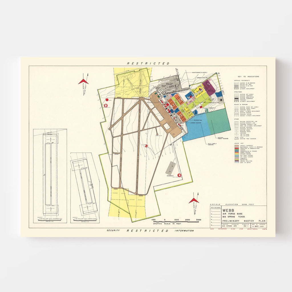 Vintage Map of Webb Air Force Base, 1951