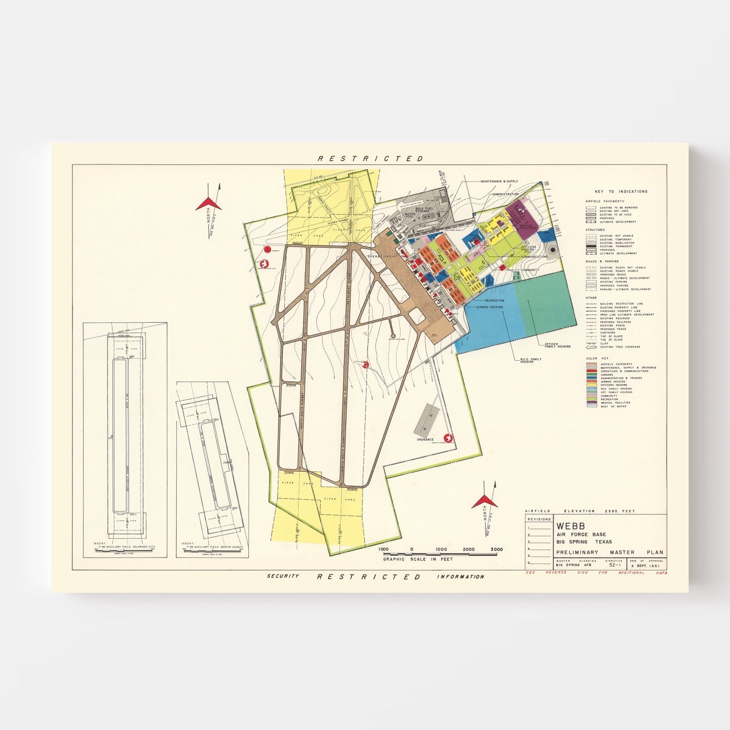 Vintage Map of Webb Air Force Base, 1951